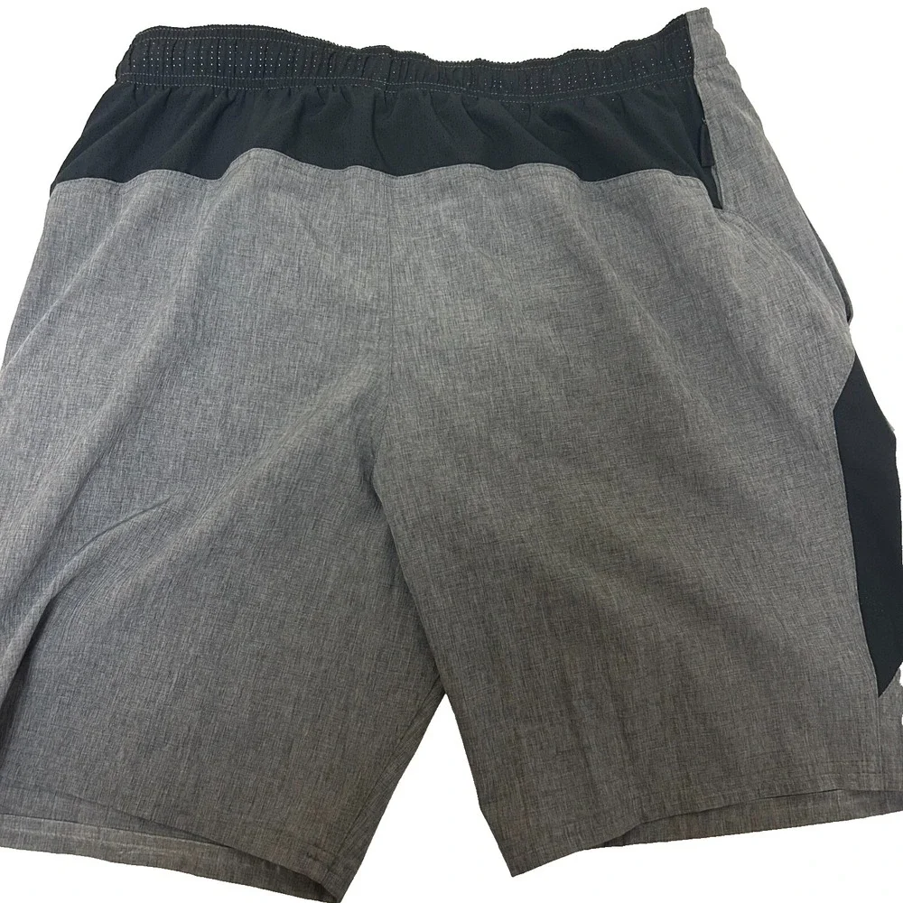 Nike Running Short‎ Mens L Gray Logo Swoosh Slash Pockets Drawstring Polyester